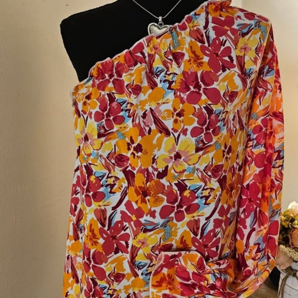 Vibrant Floral One-Shoulder Top